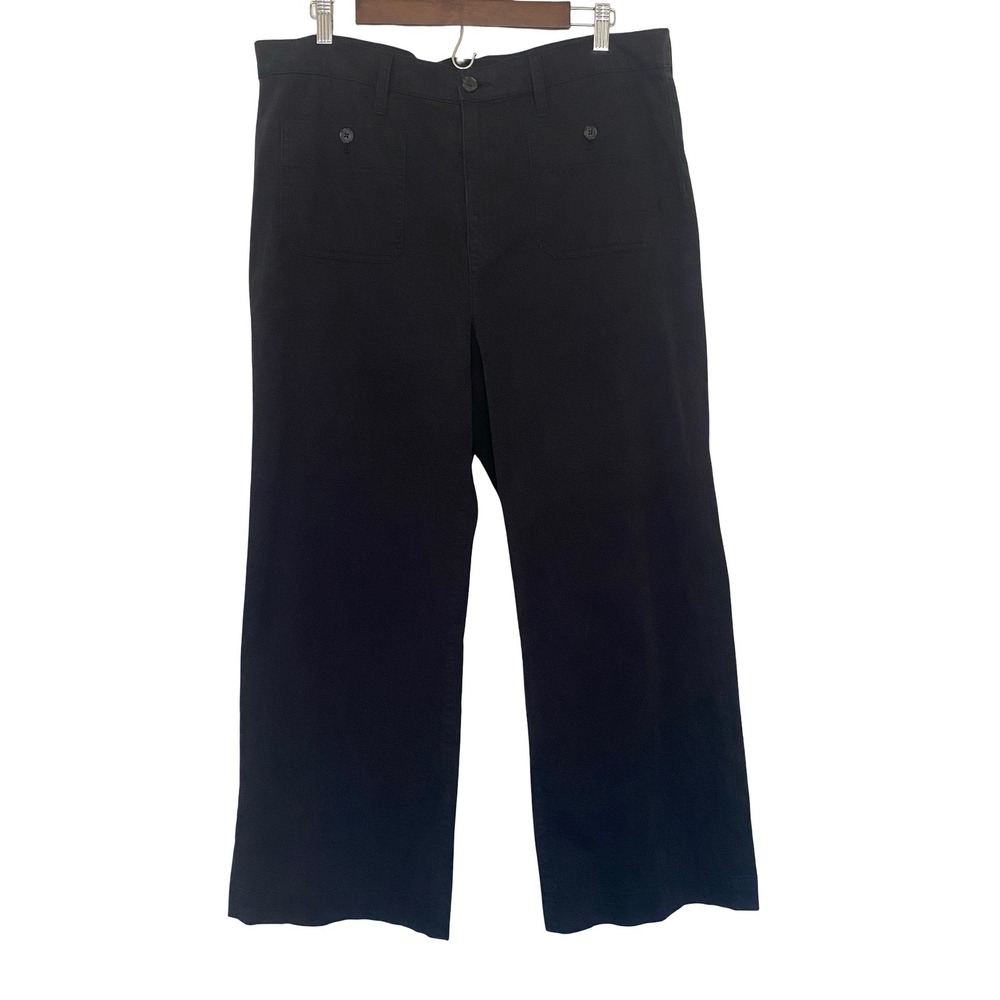J.Crew Point Sur Women Wide Leg Crop Pants 32 Black Cotton Patch Pocket Utility